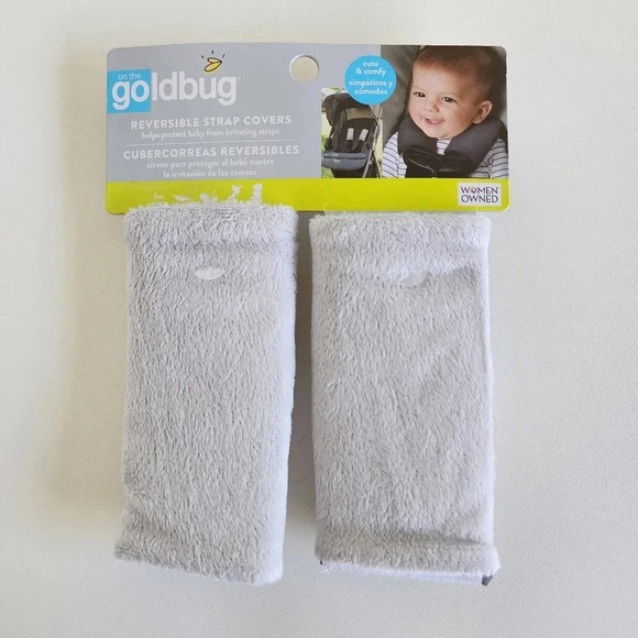 New On The Gold Bug Reversible Strap Covers Gray Baby Seat Padded Washable Solid - Picture 1 of 8